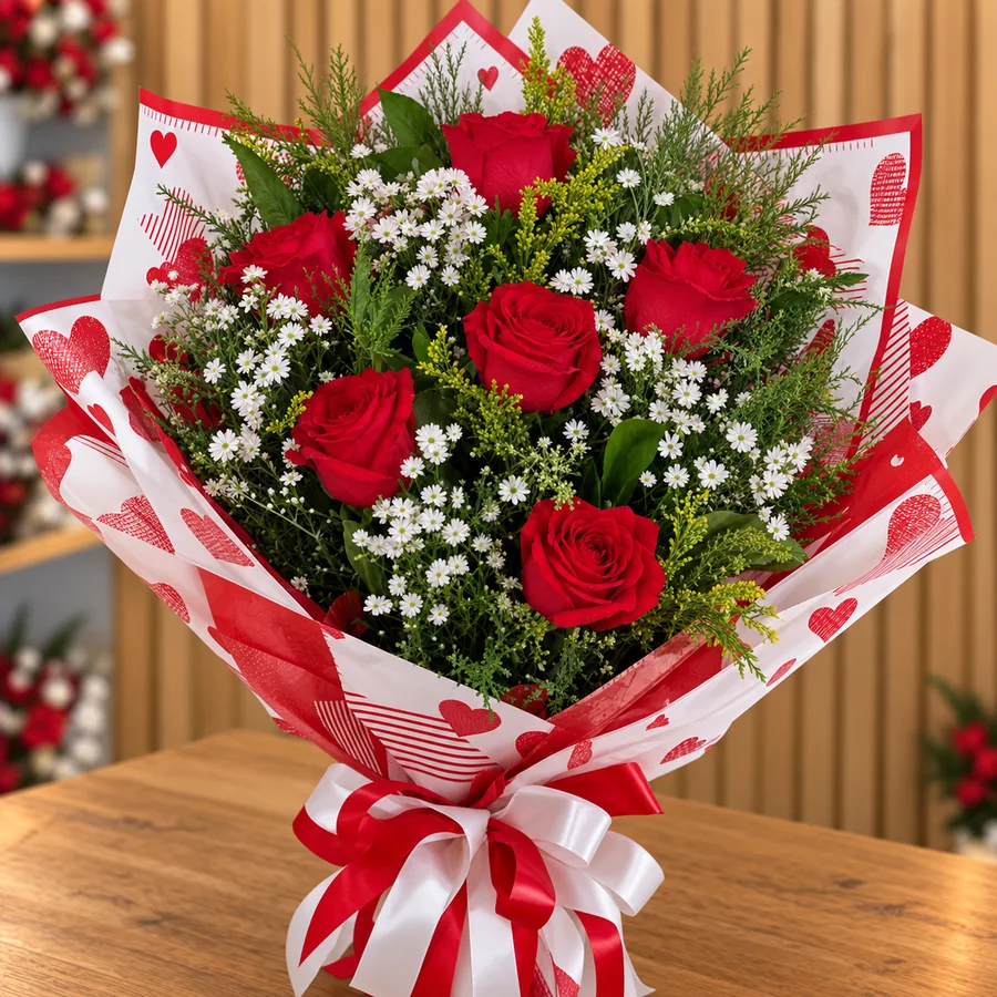 Buquê de rosas vermelhas da Pérola Flores
